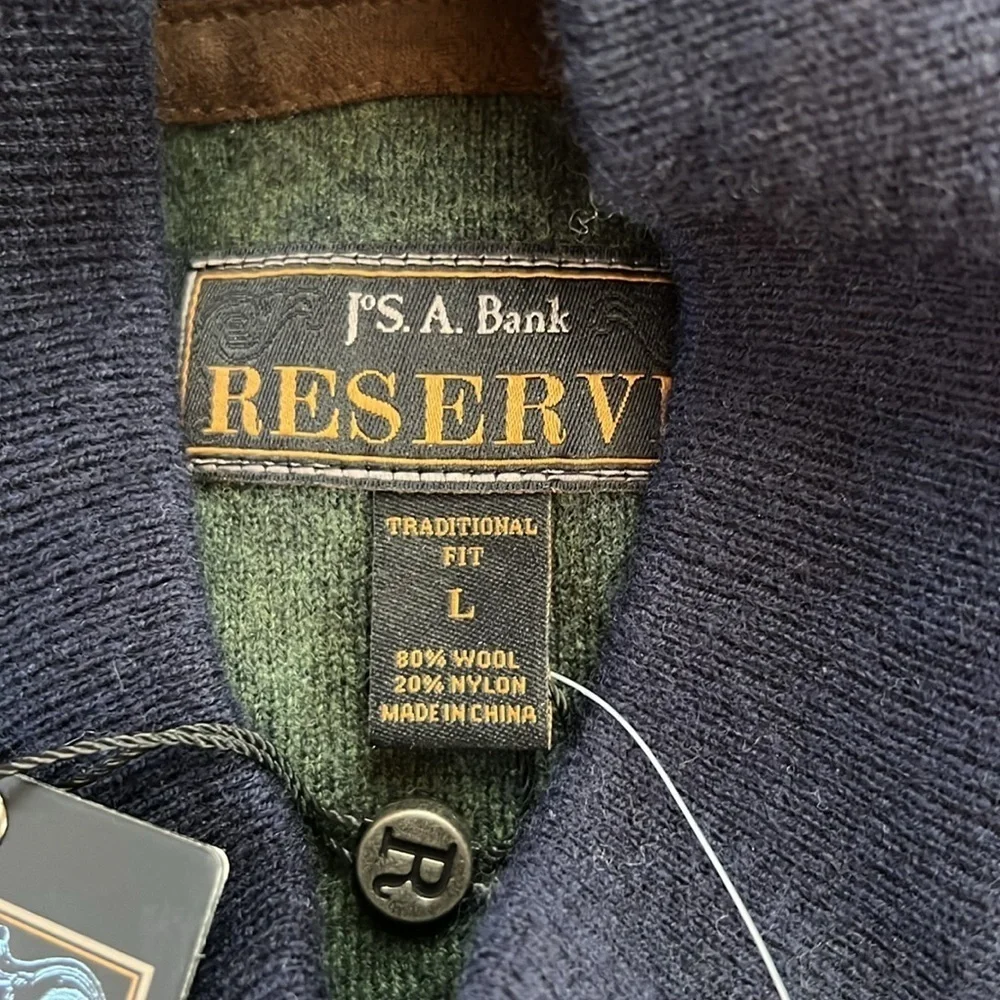 NWT Jos. A. Bank Reserve Wool Polo Style Pullover Sweater L